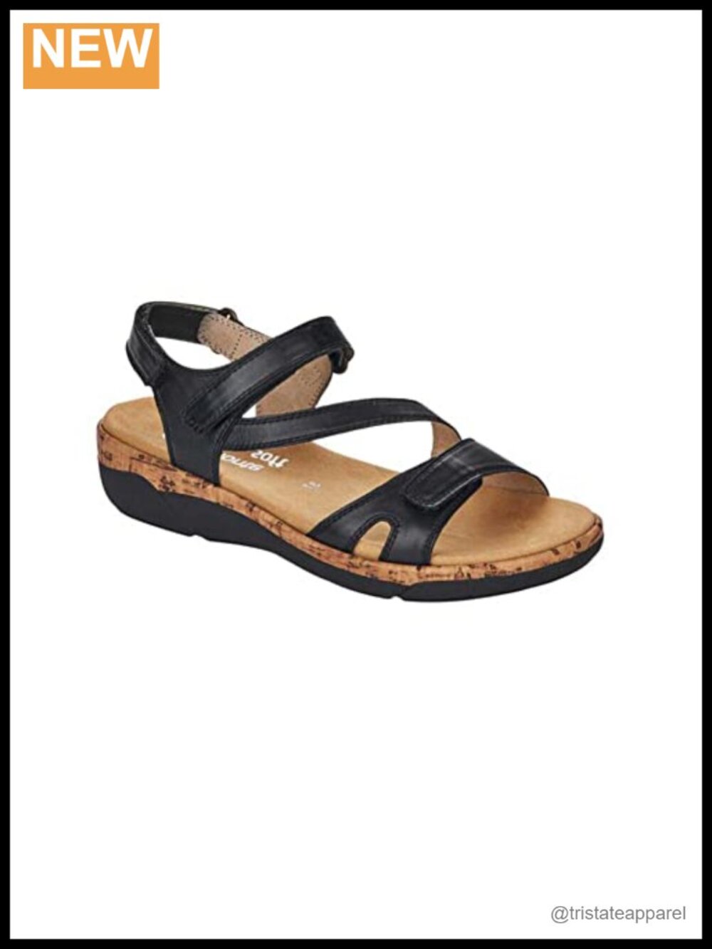 Remonte Leather Heeled Sandals Slide Padded Casual Open Toe Hook & Loop